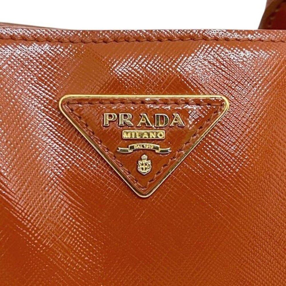 Prada 2 way Bag Orange Patent Leather 103 - Picture 6 of 10